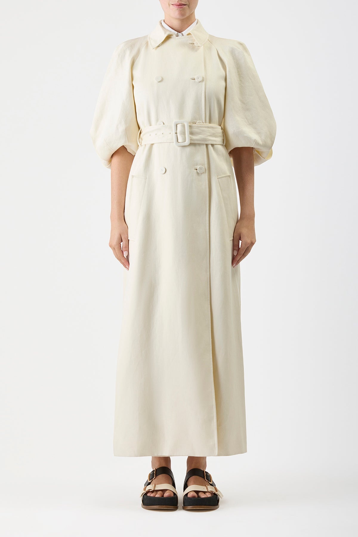 Iona Trench Coat in Linen - 3