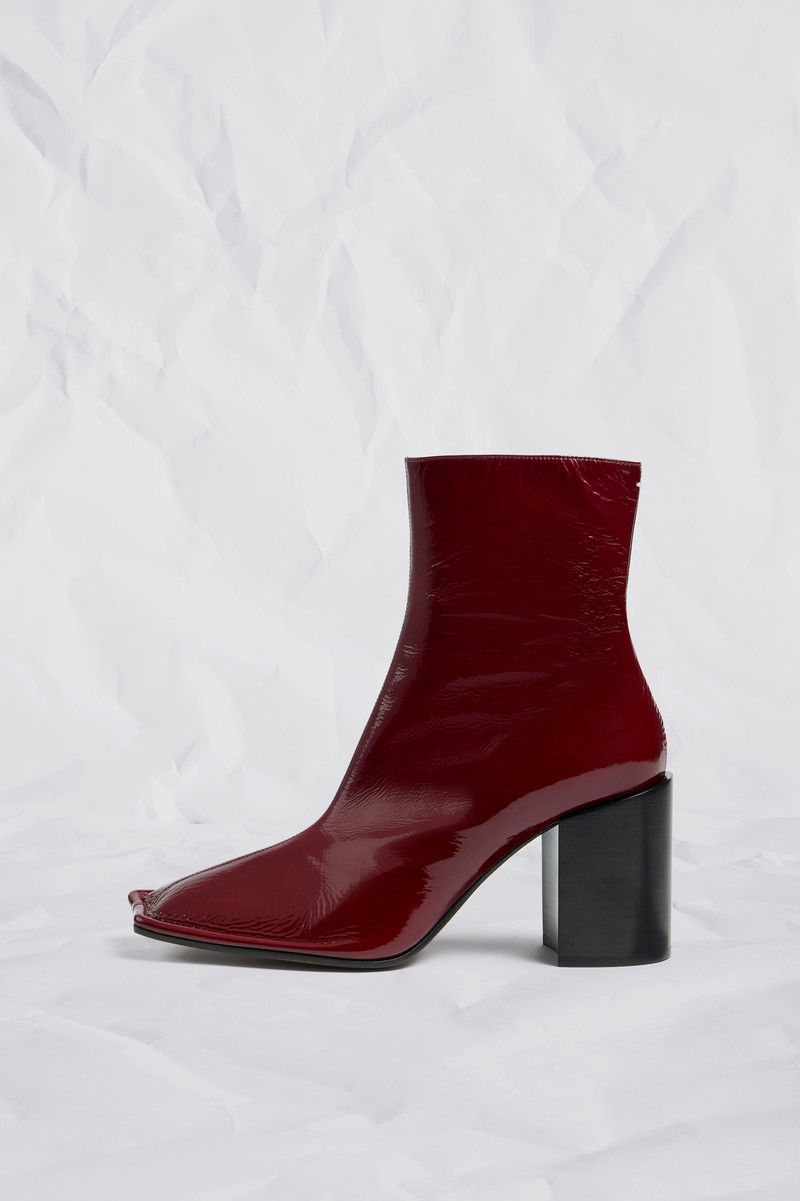 Piped Ankle Boots Suede Patent Leather 1