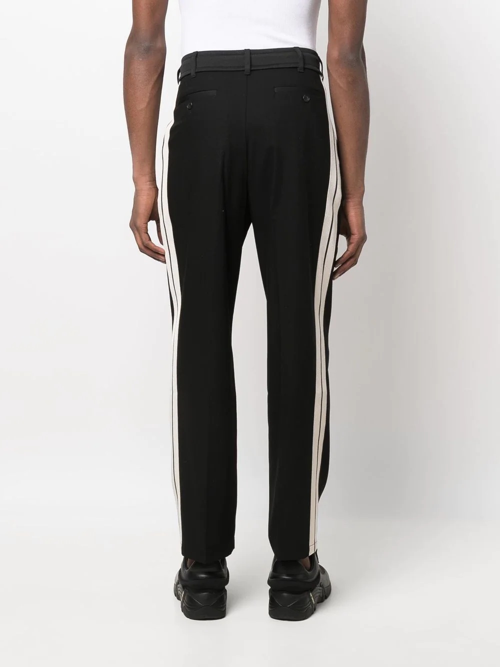 side-stripe straight-leg trousers - 4