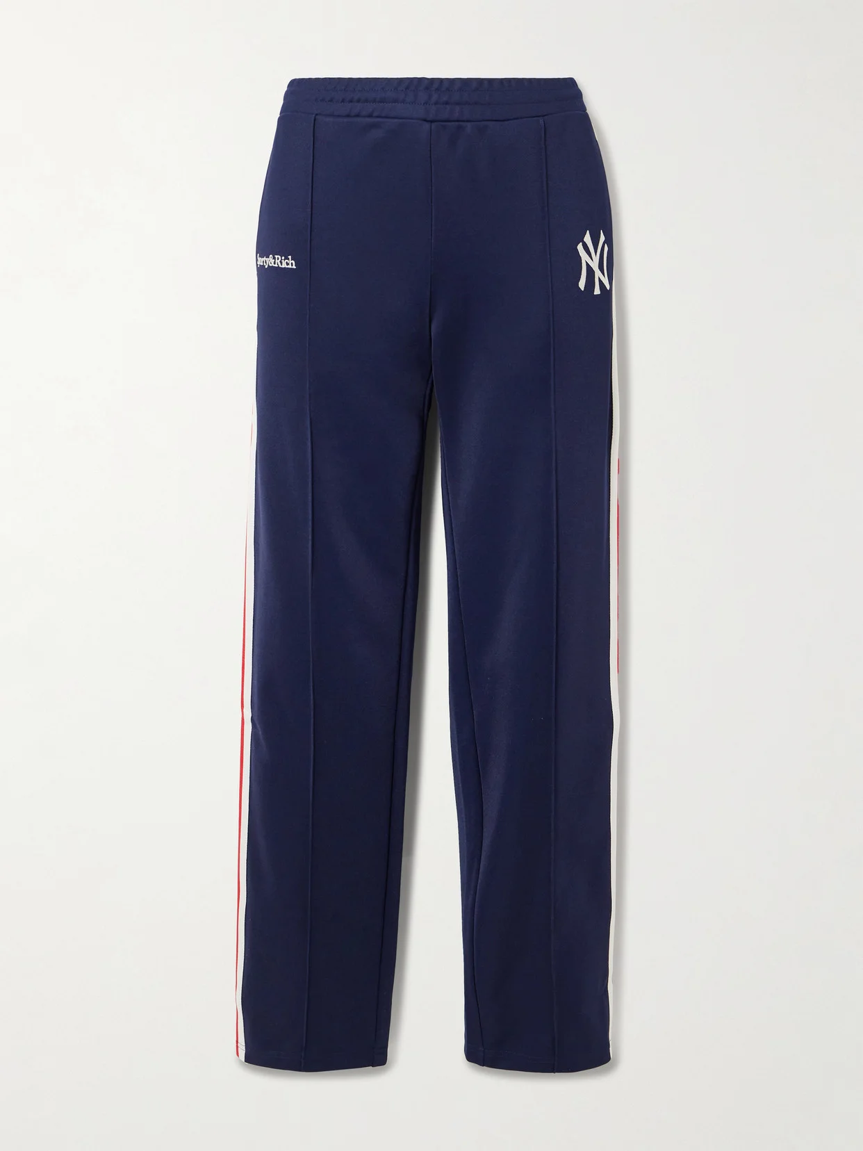 + New York Yankees Serif Striped Embroidered Jersey Track Pants - 1