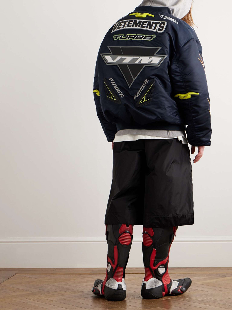 VETEMENTS Racing Embellished Embroidered Shell Bomber Jacket outlook