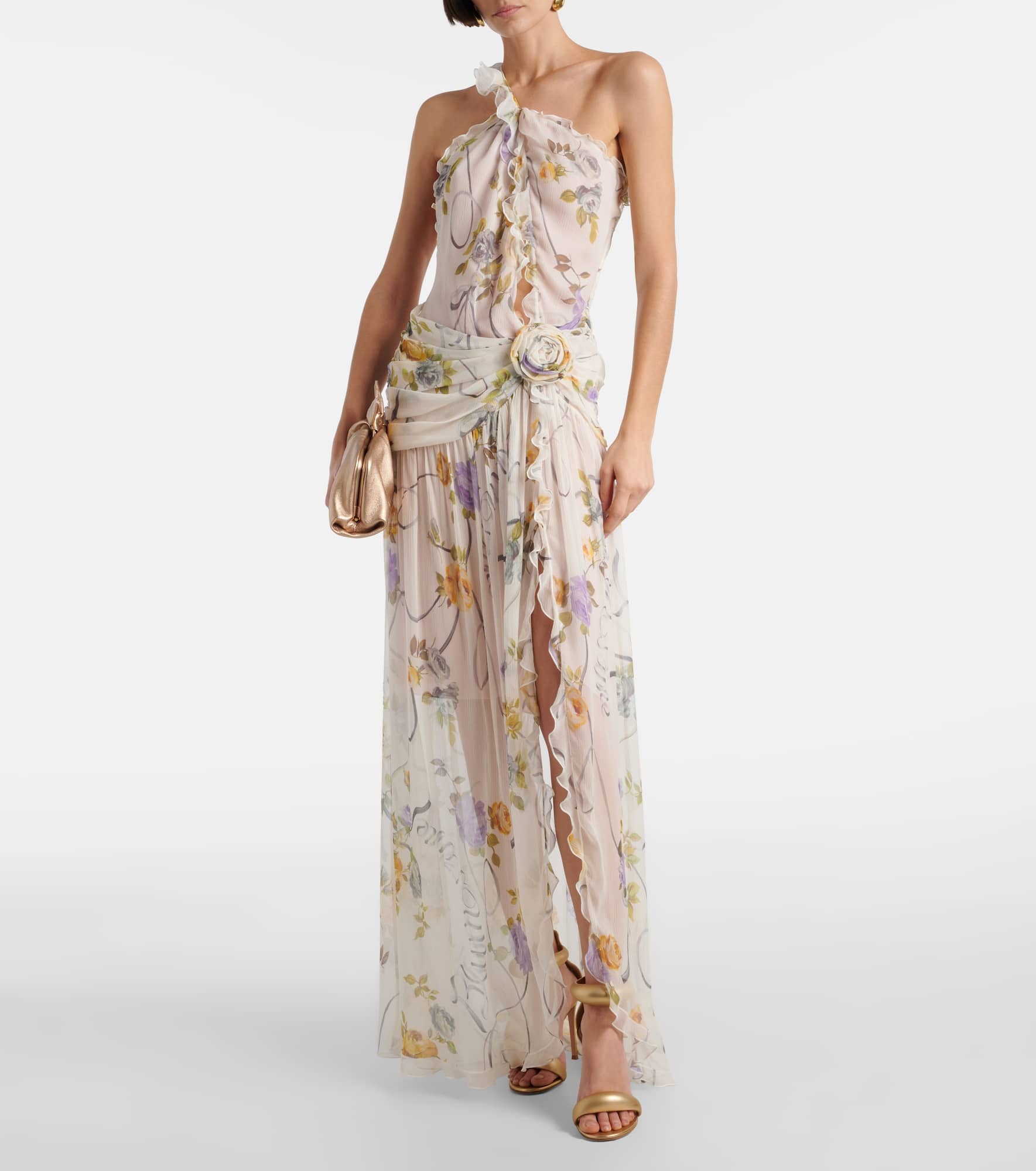 Floral silk creponne maxi dress - 2