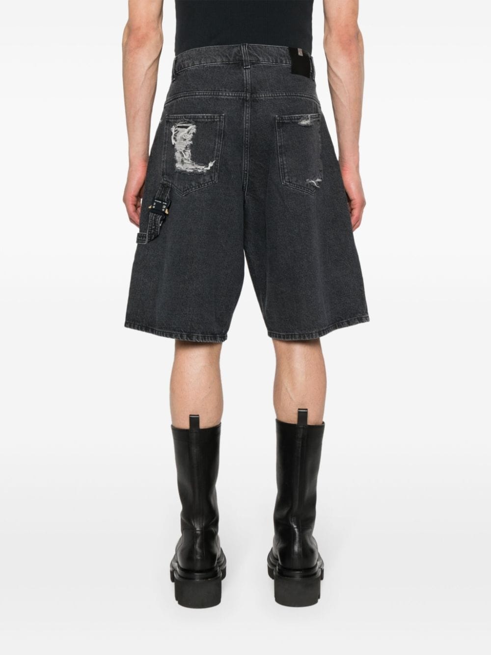 distressed-effect denim shorts - 4