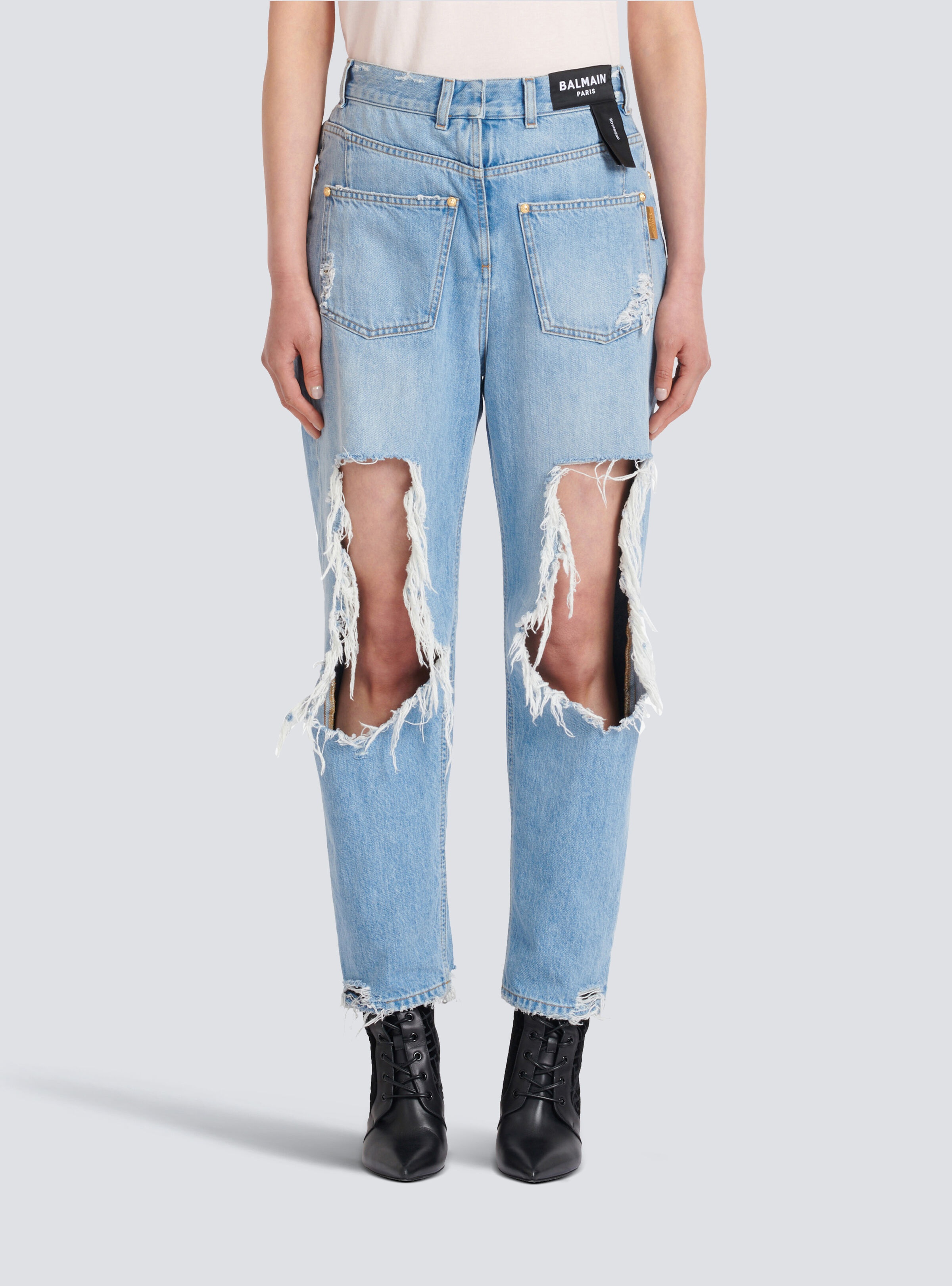Destroyed reverse boyfriend cut jeans - 6