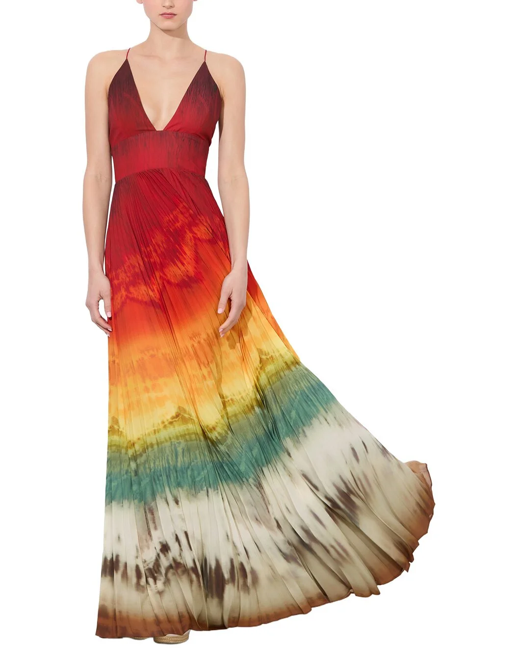 alice + olivia Lauren Pleated V Neck Dress - 1