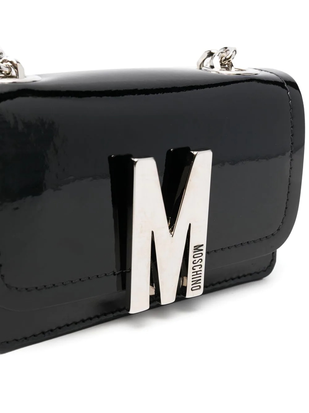 patent-leather logo-letter bag - 4