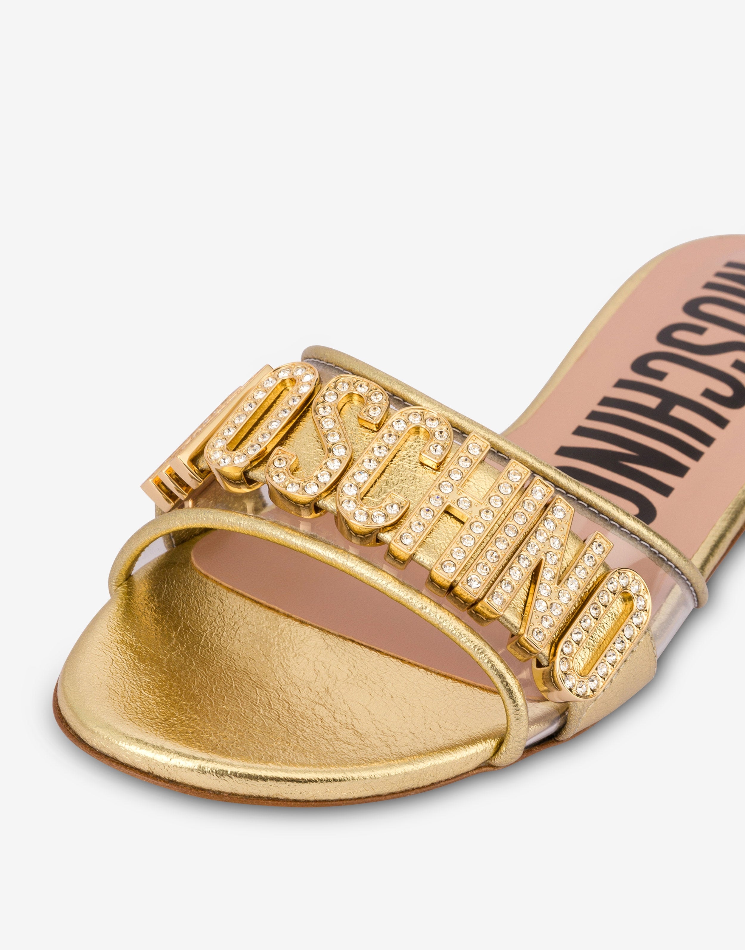 FOILED JEWEL LOGO FLAT SANDALS - 4