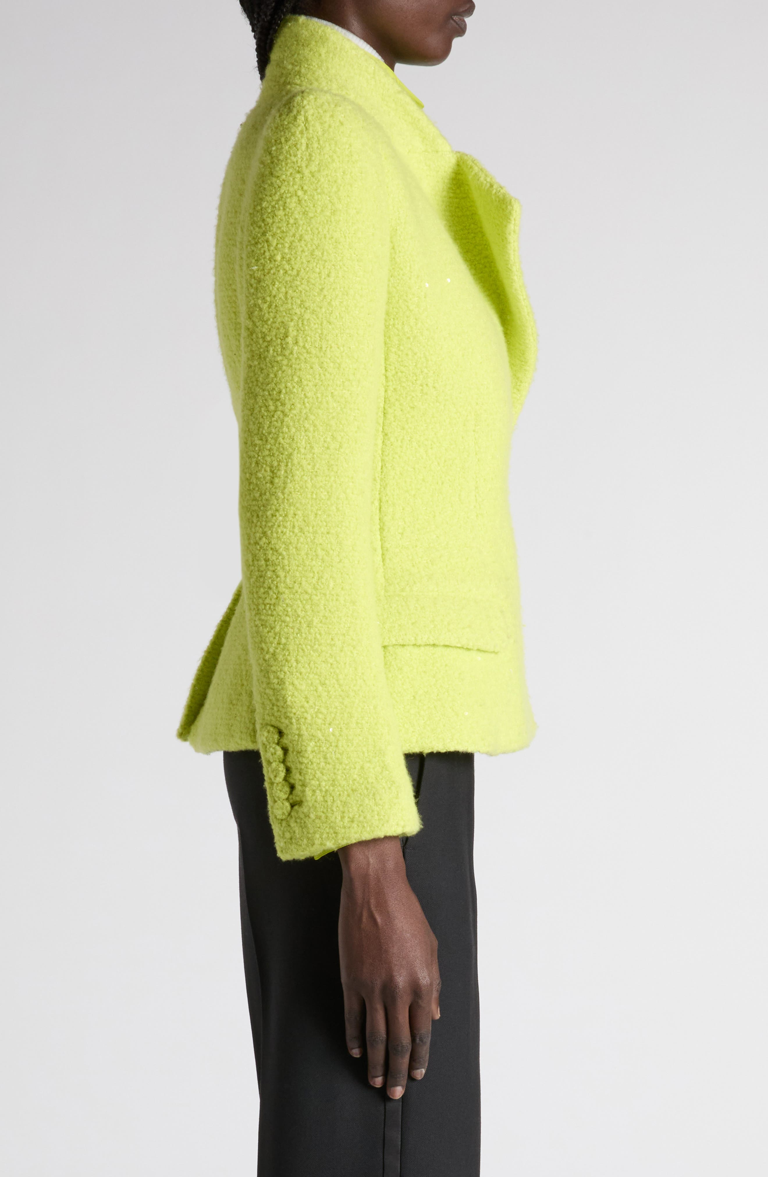 TOM FORD Sequin Tweed Double Breasted Jacket in Wild Lime at Nordstrom - 4