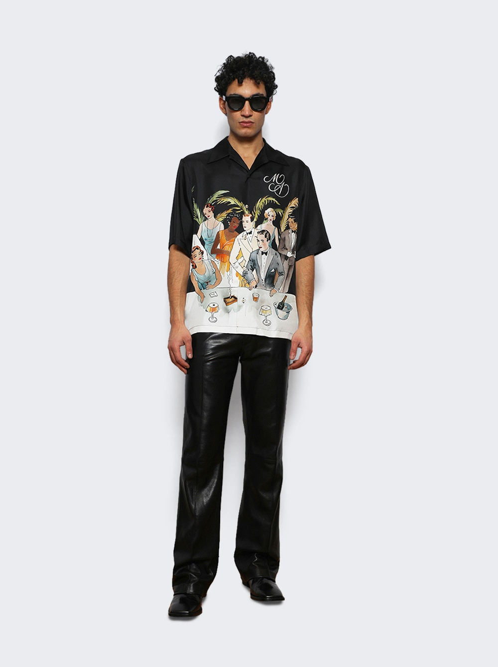 Bar Scene Bowling Shirt Black - 5