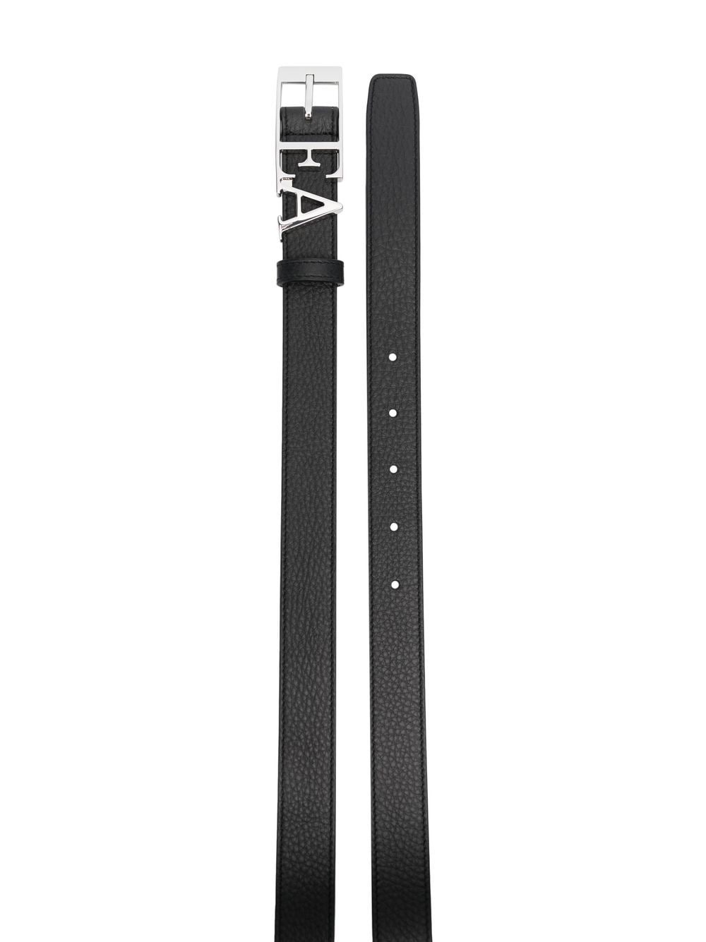 logo-buckle leather belt - 2