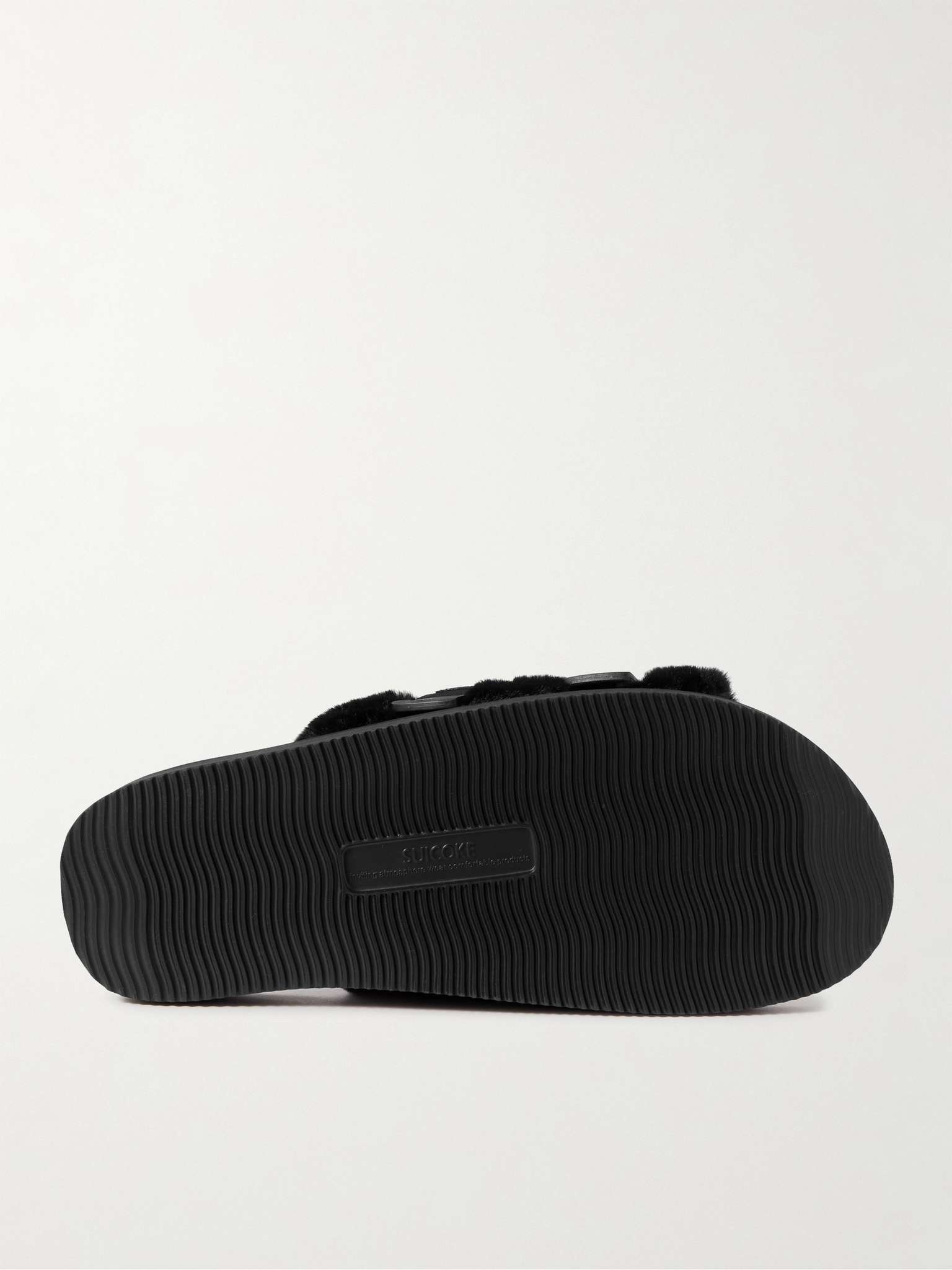 Moto Webbing and Shell-Trimmed Faux Fur Slides - 3