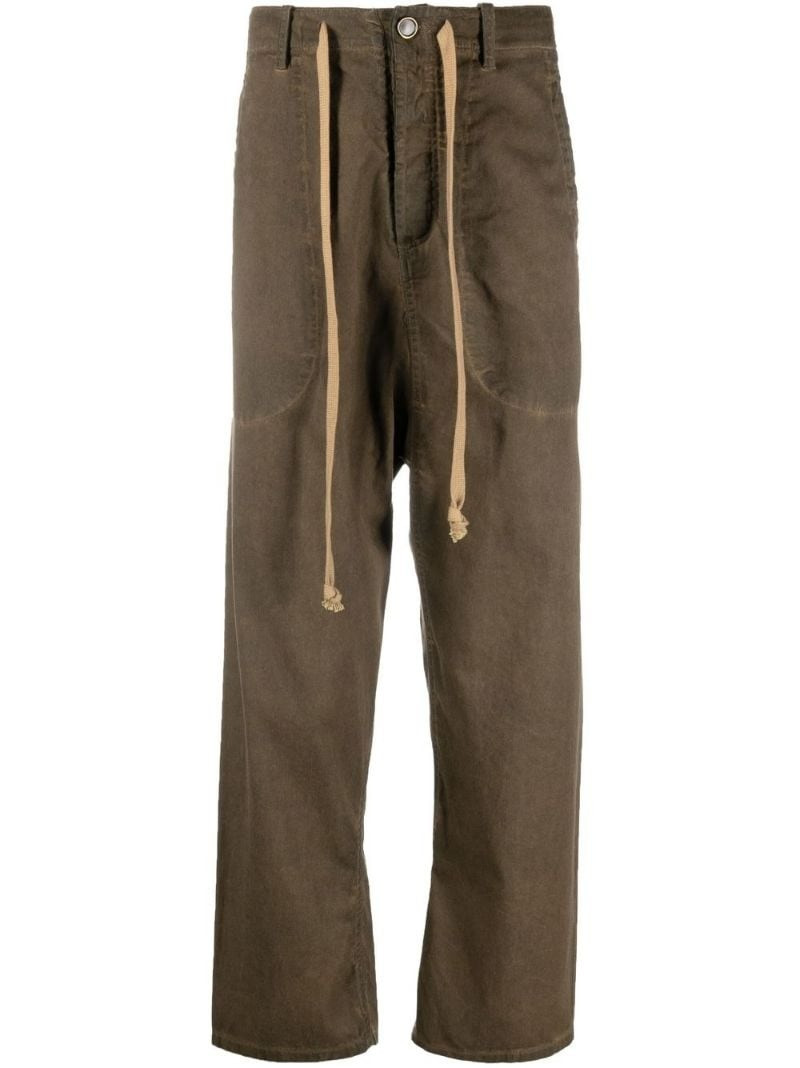 drawstring-waist drop-crotch trousers 1