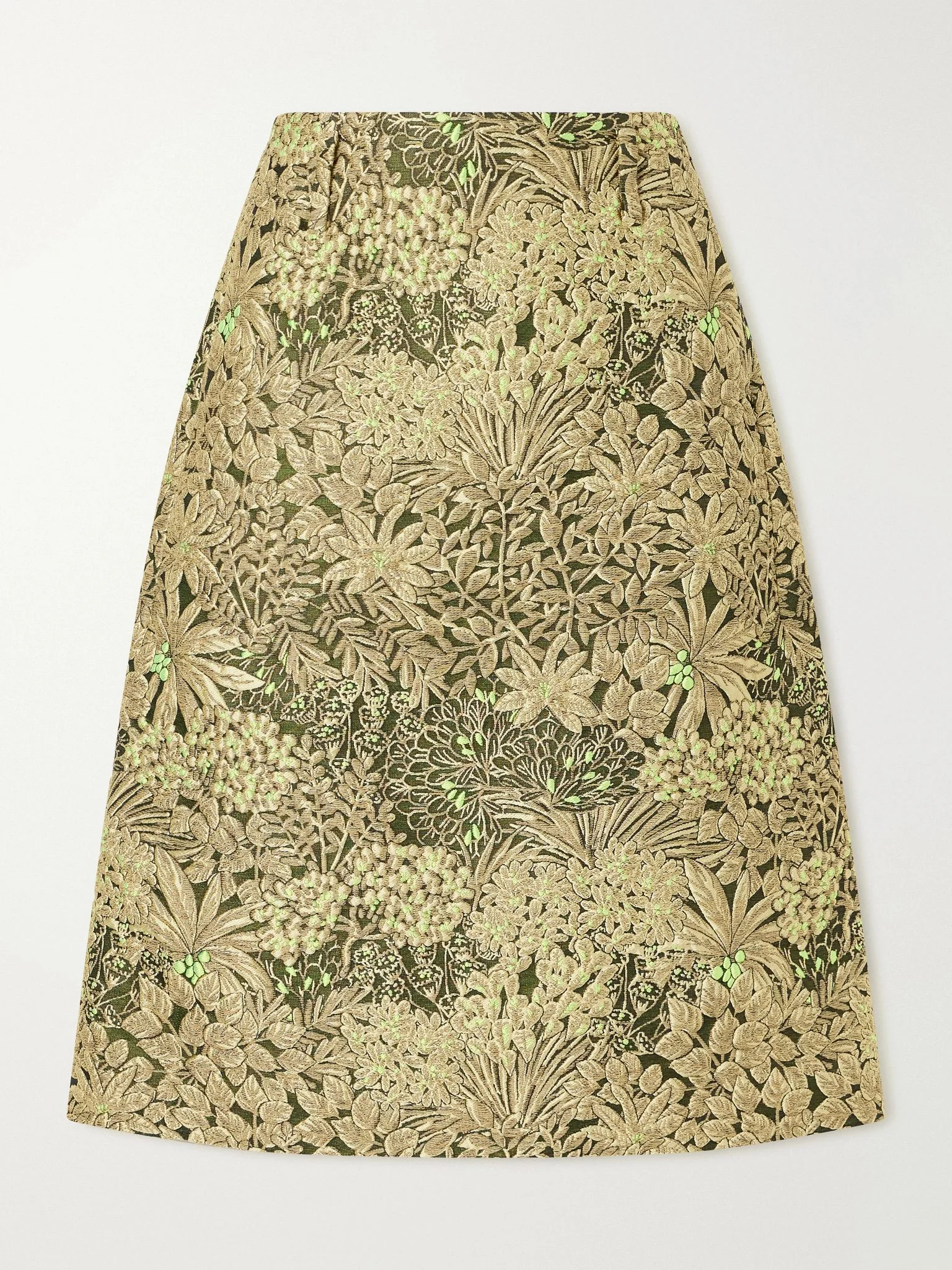 Floral cloqué midi skirt Gold - 1