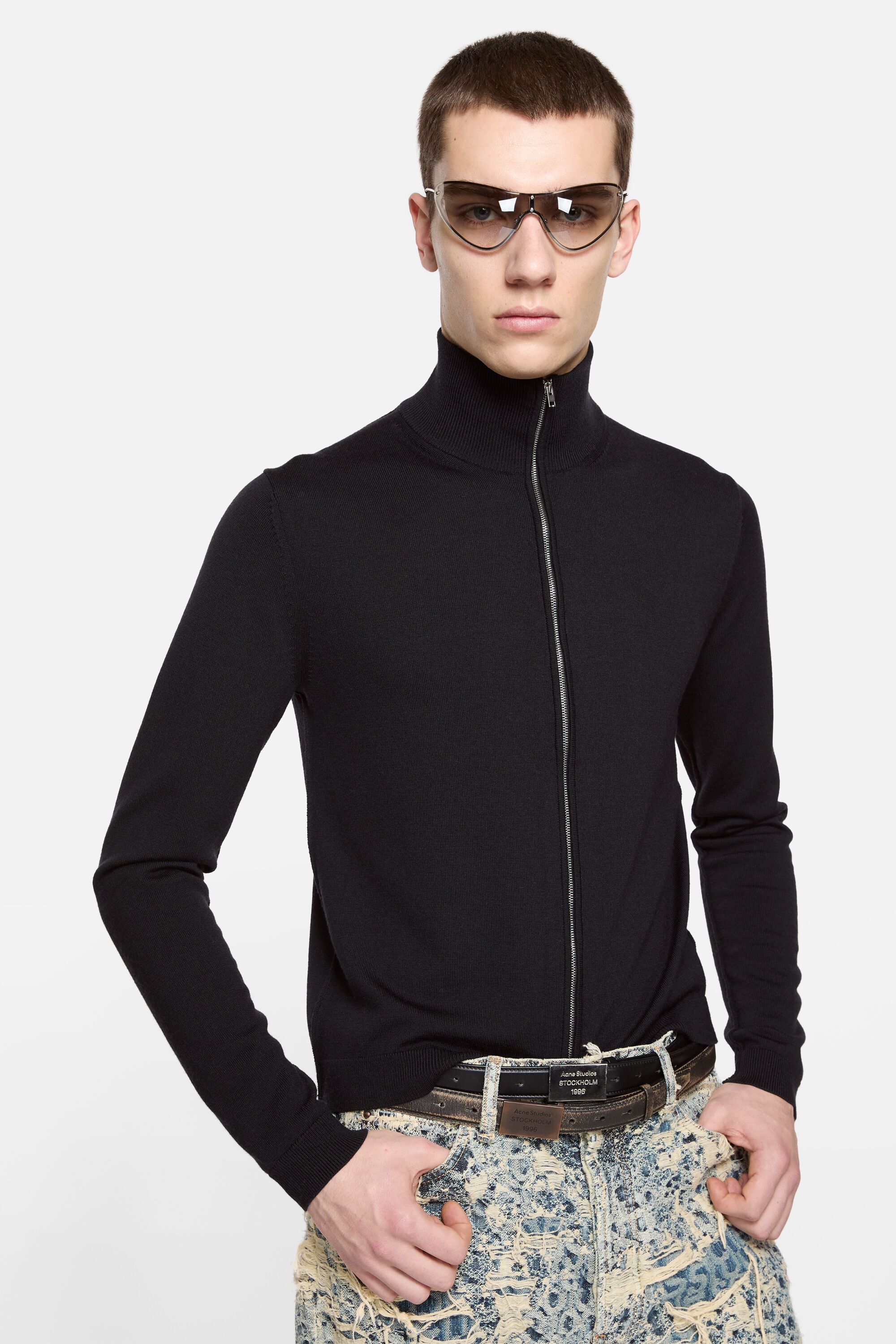 Zip up cardigan - Black - 4