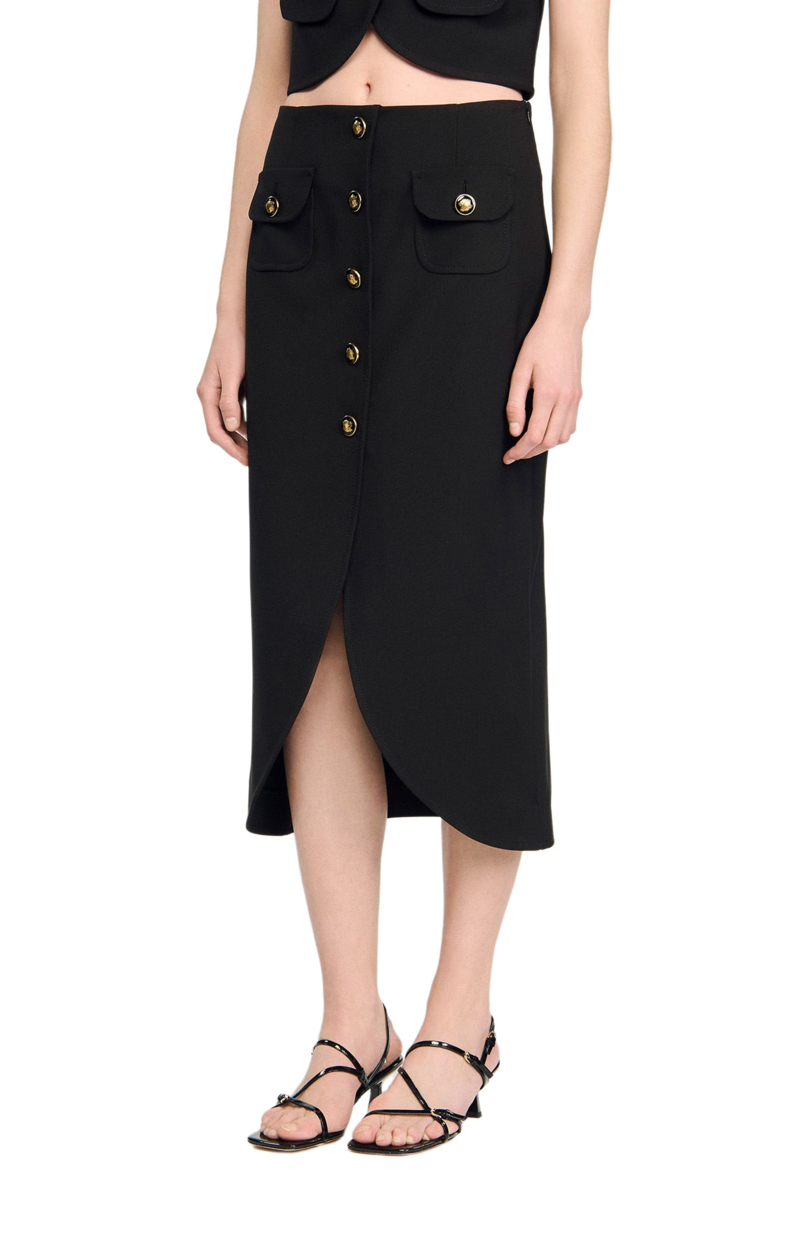 SANDRO Buttoned midi skirt in Black at Nordstrom - 3