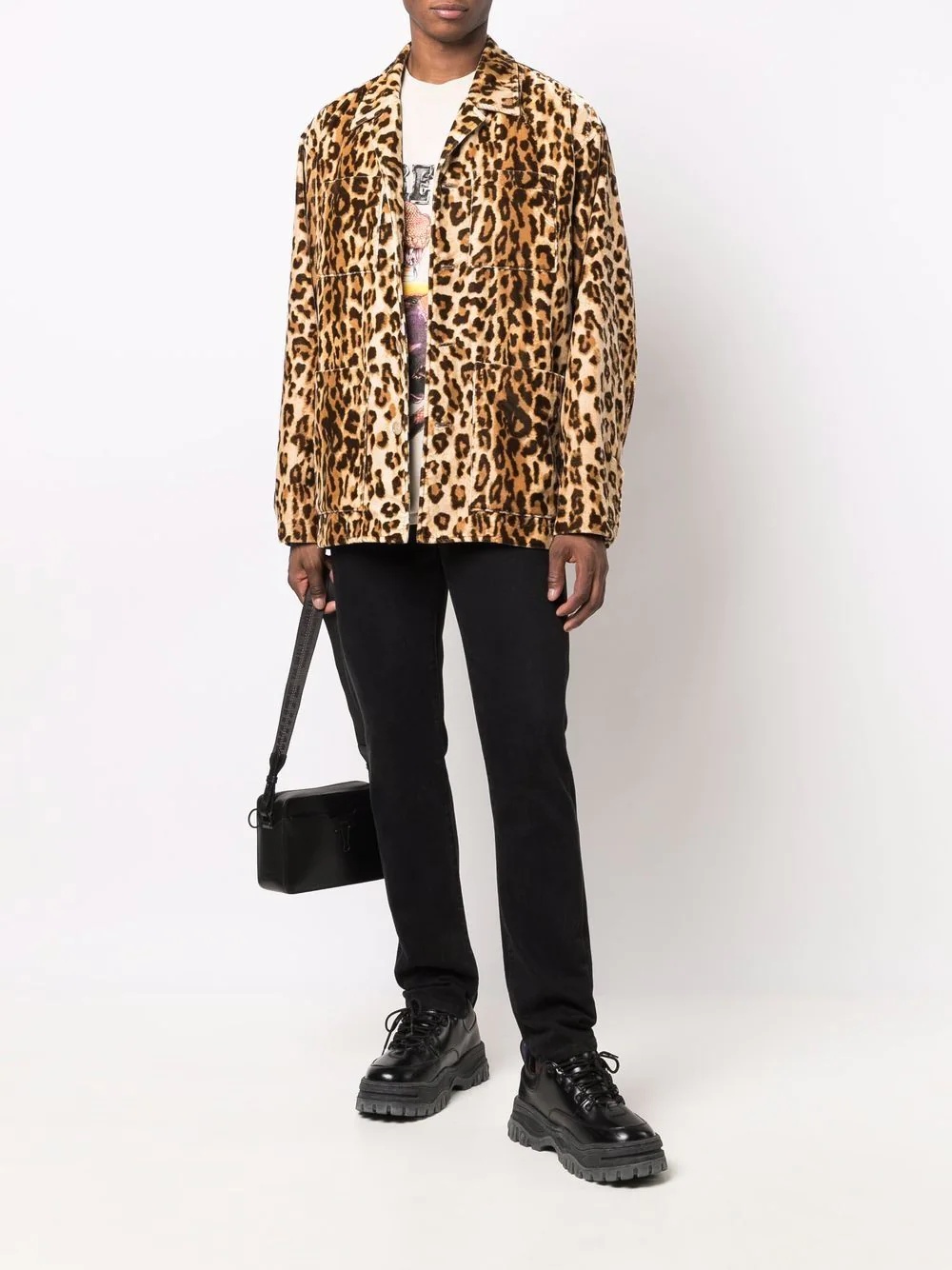 leopard-print notched-lapels shirt jacket - 2