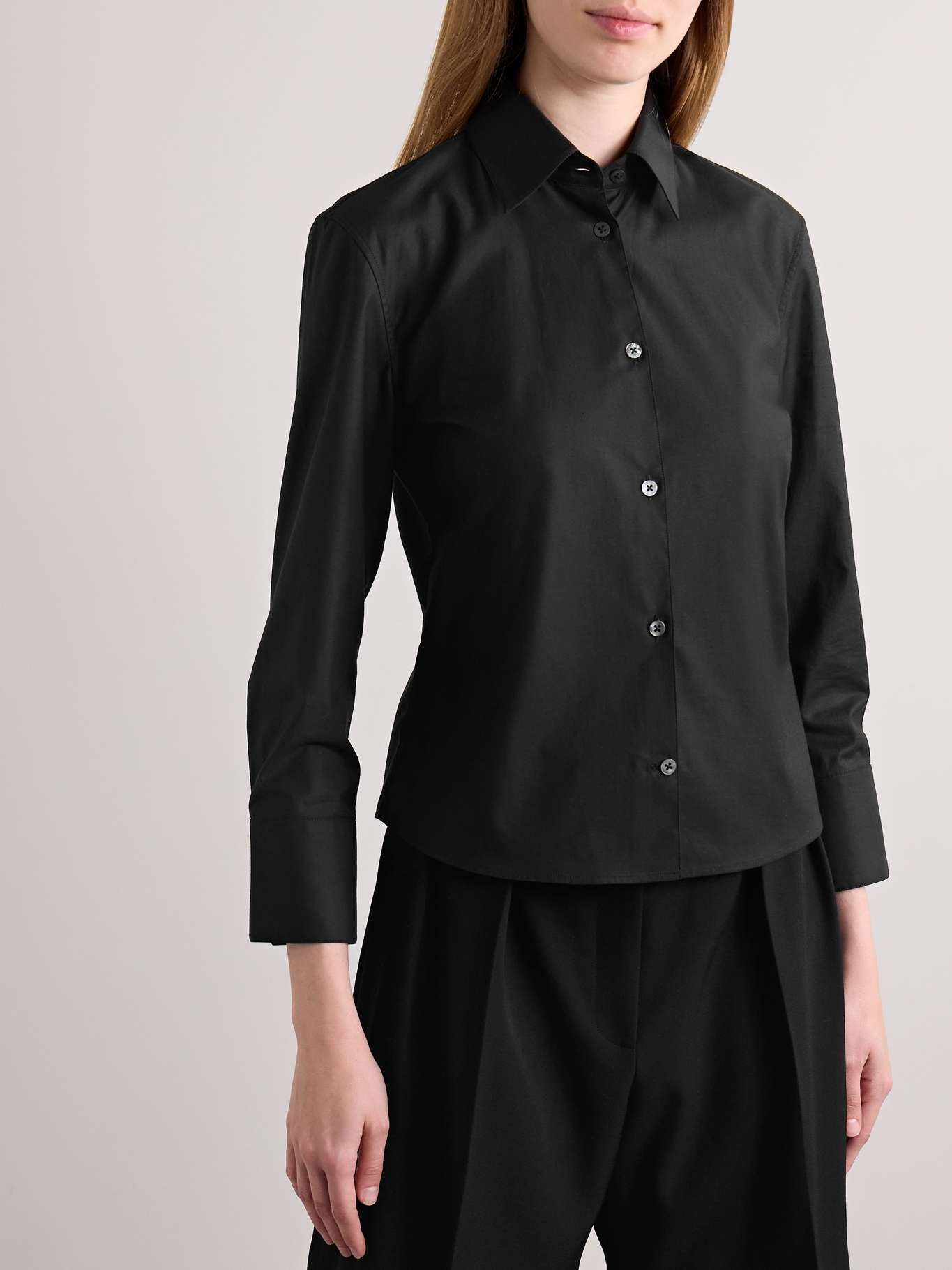 Frou cotton-blend poplin shirt Black - 3