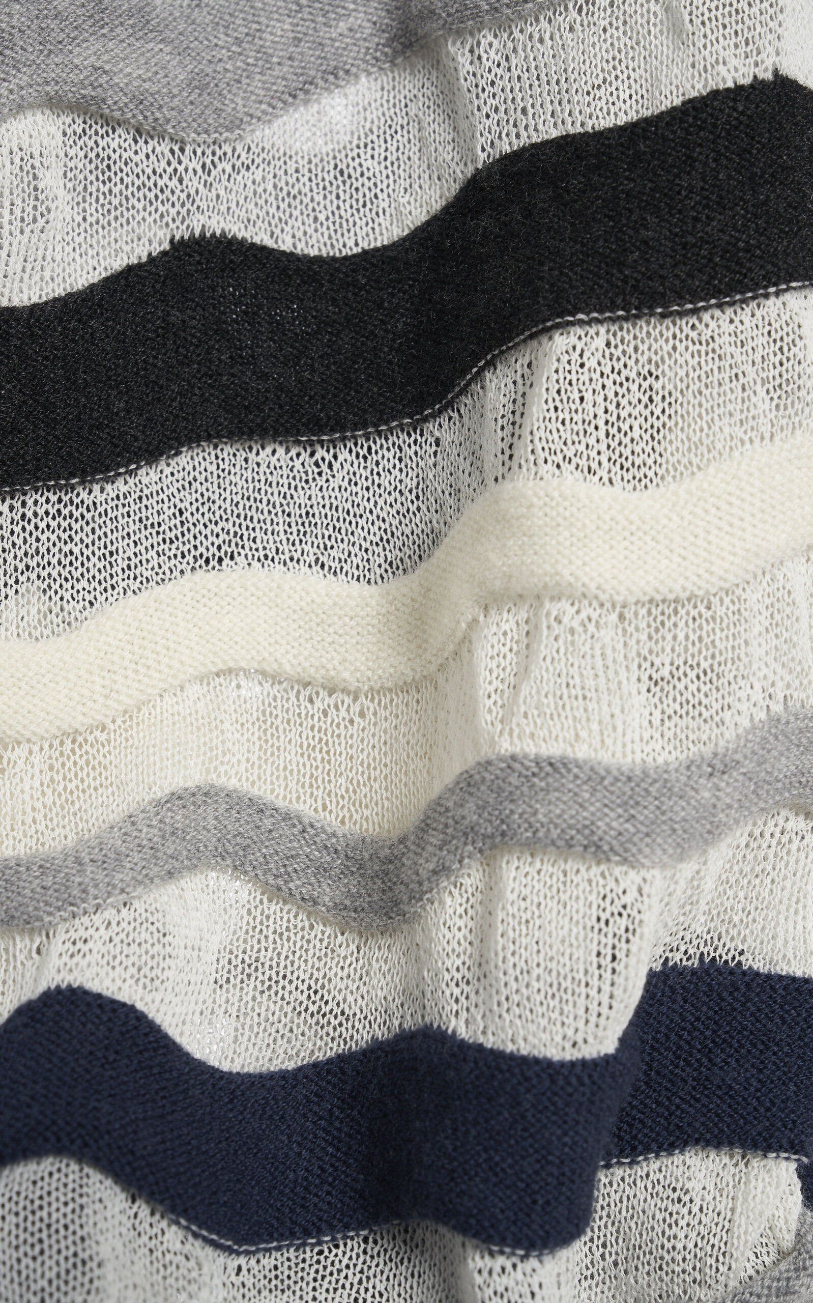 Wavy-Knit Cotton-Blend Polo Top grey - 5