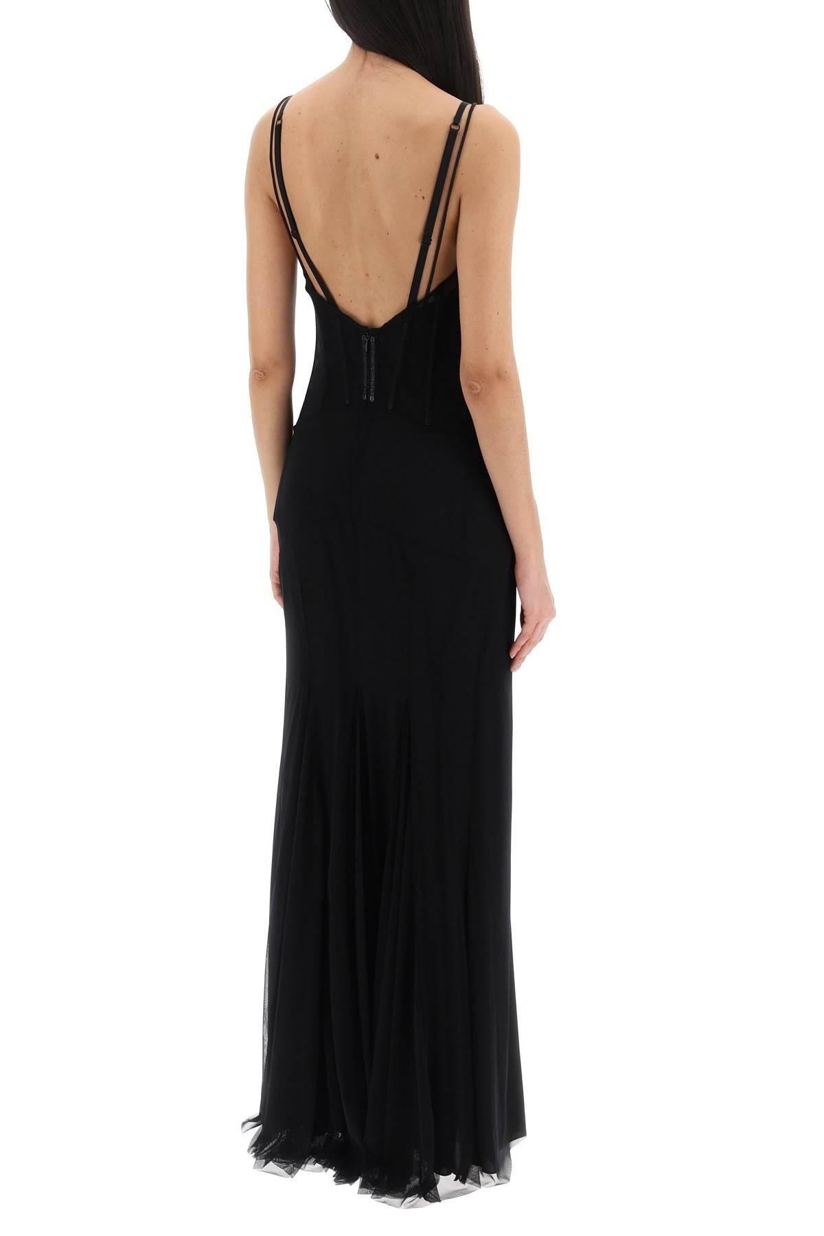 Dolce & Gabbana Stretch Tulle Maxi Bustier Dress In - 4