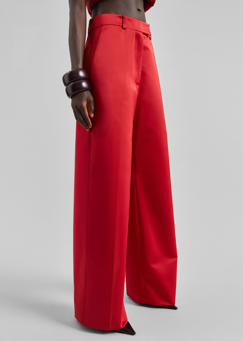 The Frankie Shop Brickell Satin Trousers - Red outlook