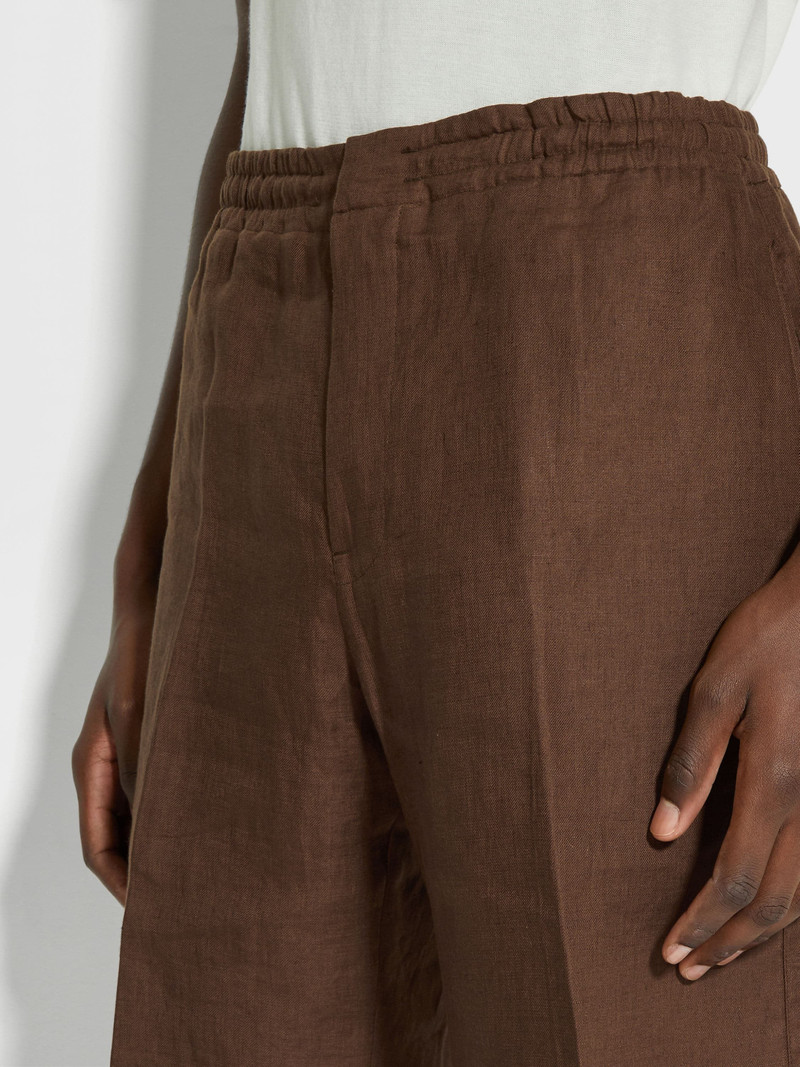 ZEGNA BROWN OASI LINO SHORT PANTS outlook