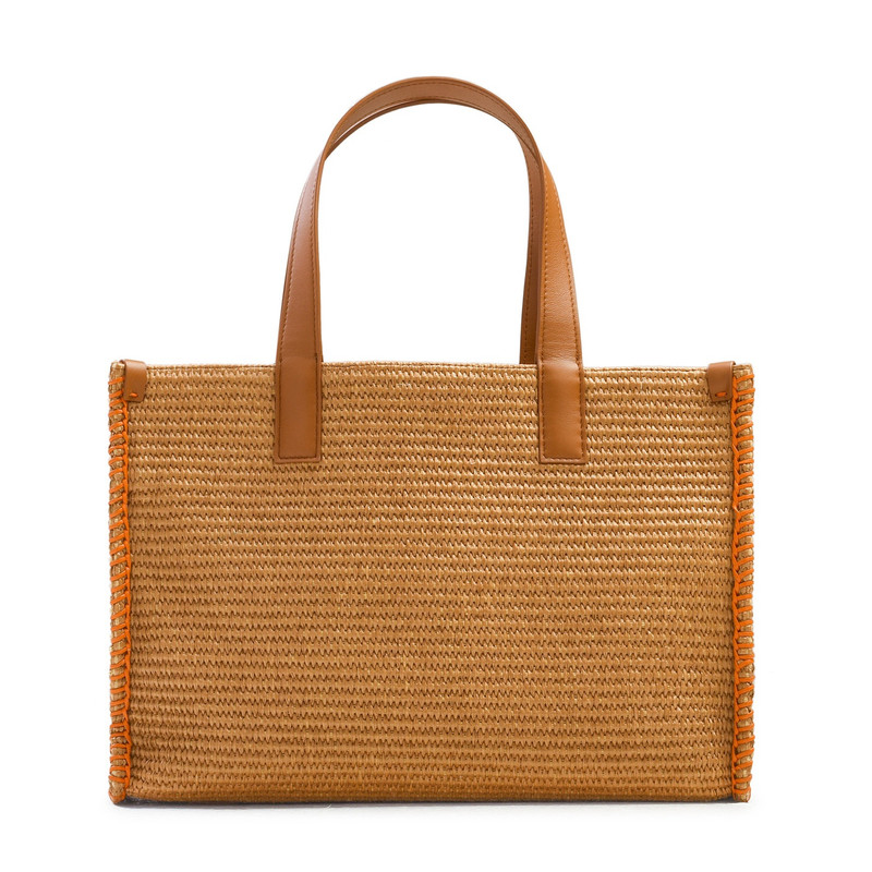 Brown raffia tote bag 5