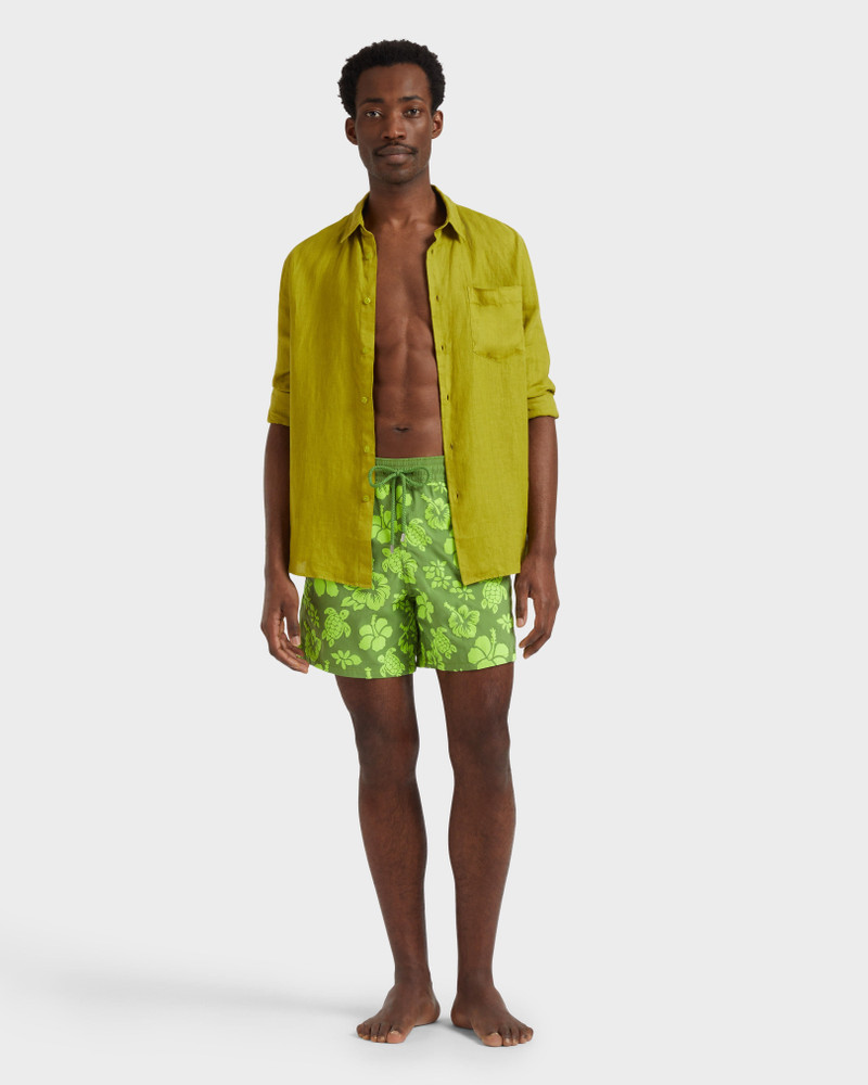 MEN SWIM SHORTS FLOCKED TROPICAL TURTLES 5