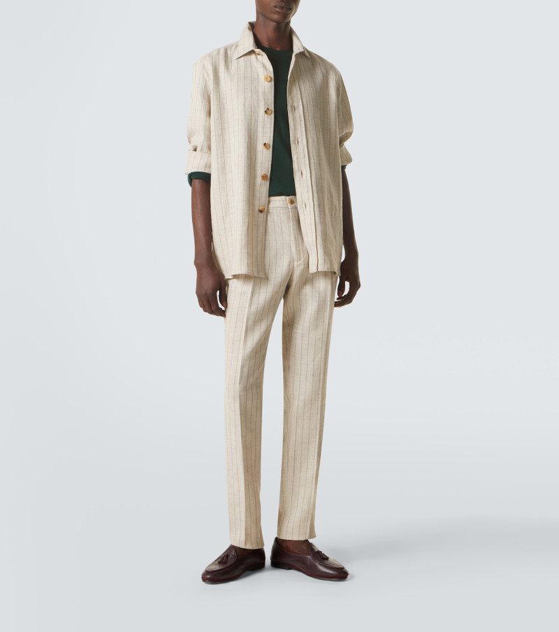 RUBINACCI Striped linen and wool slim pants outlook