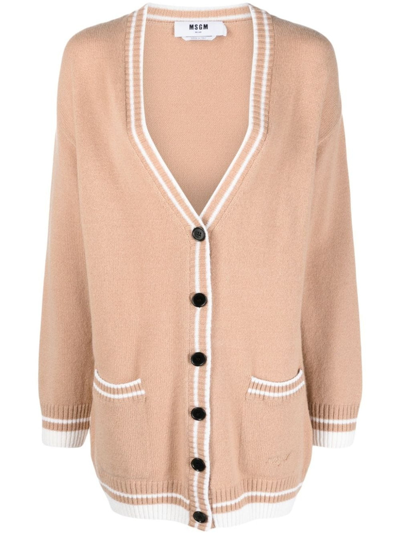 contrasting-trim knit cardigan 1