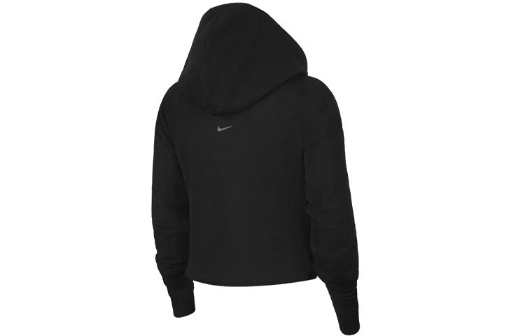 (WMNS) Nike Yoga Luxe Solid Color Short Long Sleeves Hoodie Black DM6982-010 - 2