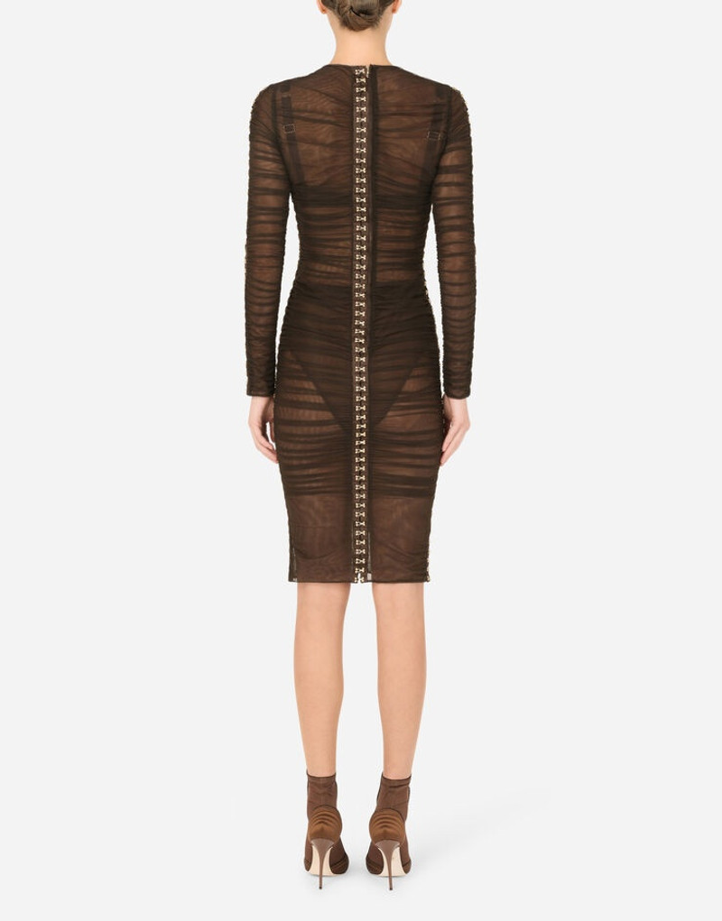 Tulle midi dress with draping and hook-and-eye fastenings 3