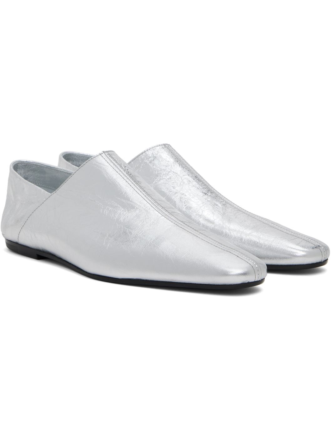 Silver Slip On Loafers - 4