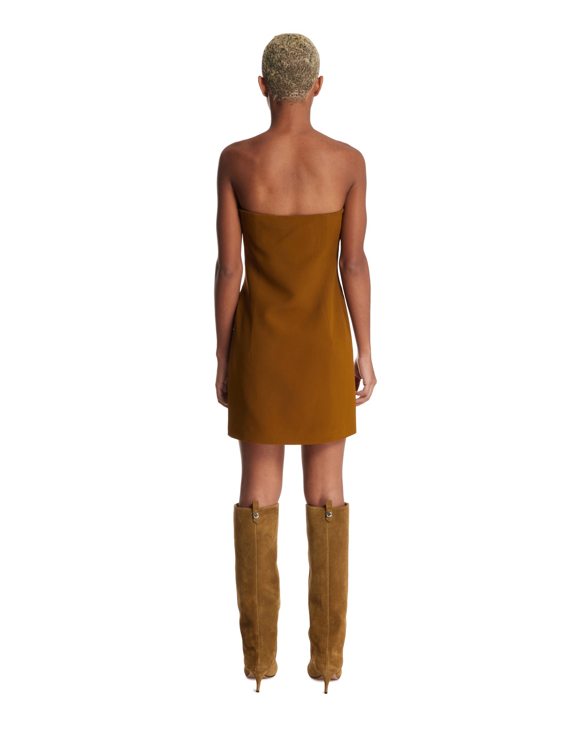 Brown Strapless Mini Dress - 3