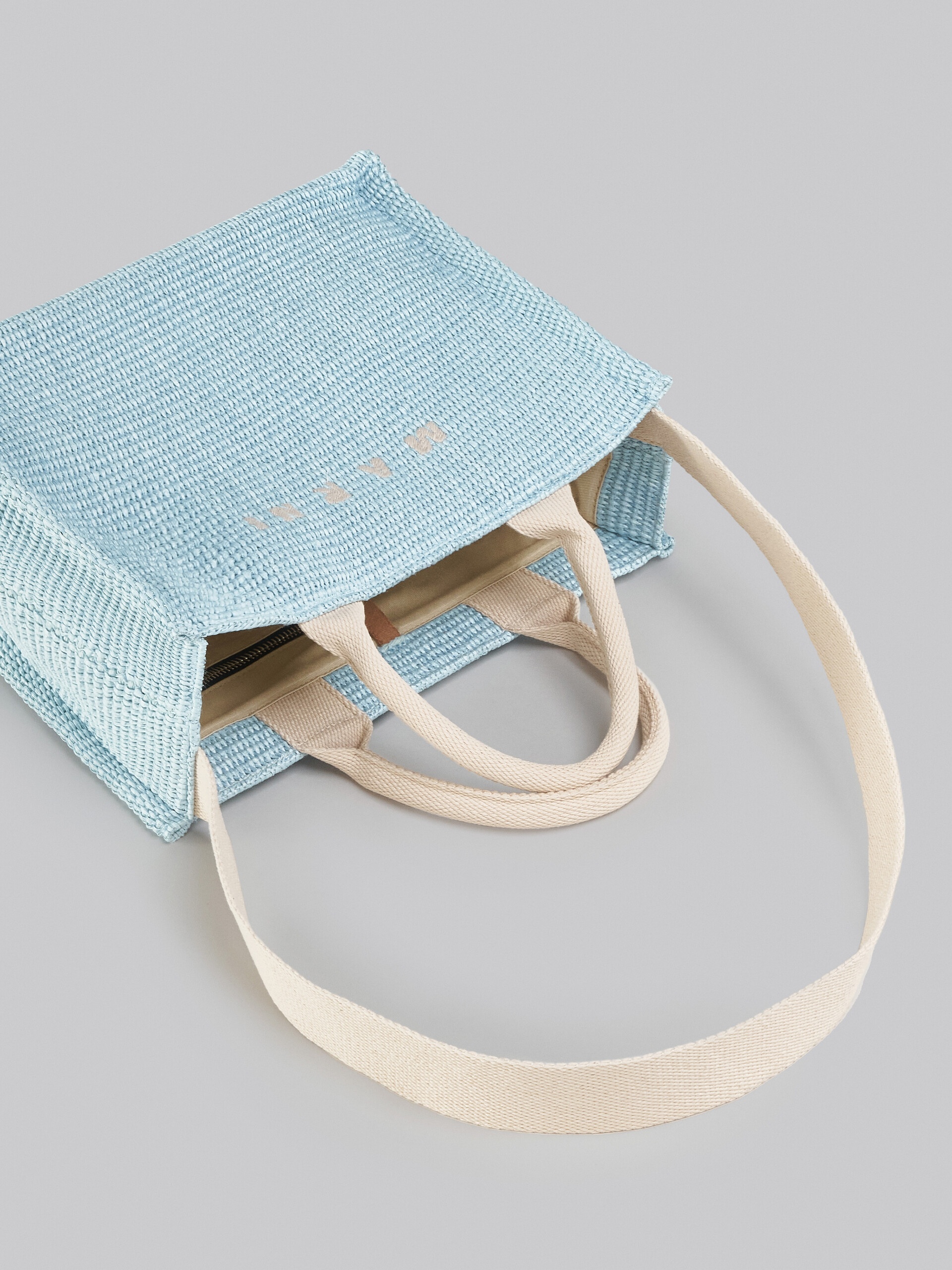 LIGHT BLUE RAFFIA SMALL TOTE BAG - 5