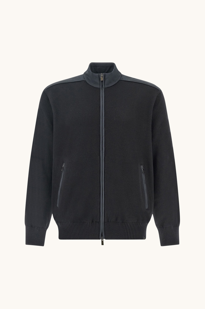 ZIP-UP SWEATER IN SOFT COOL TOUCH WOOL WITH TYPHOON®® RE-4X4 STRETCH DETAILS - 1