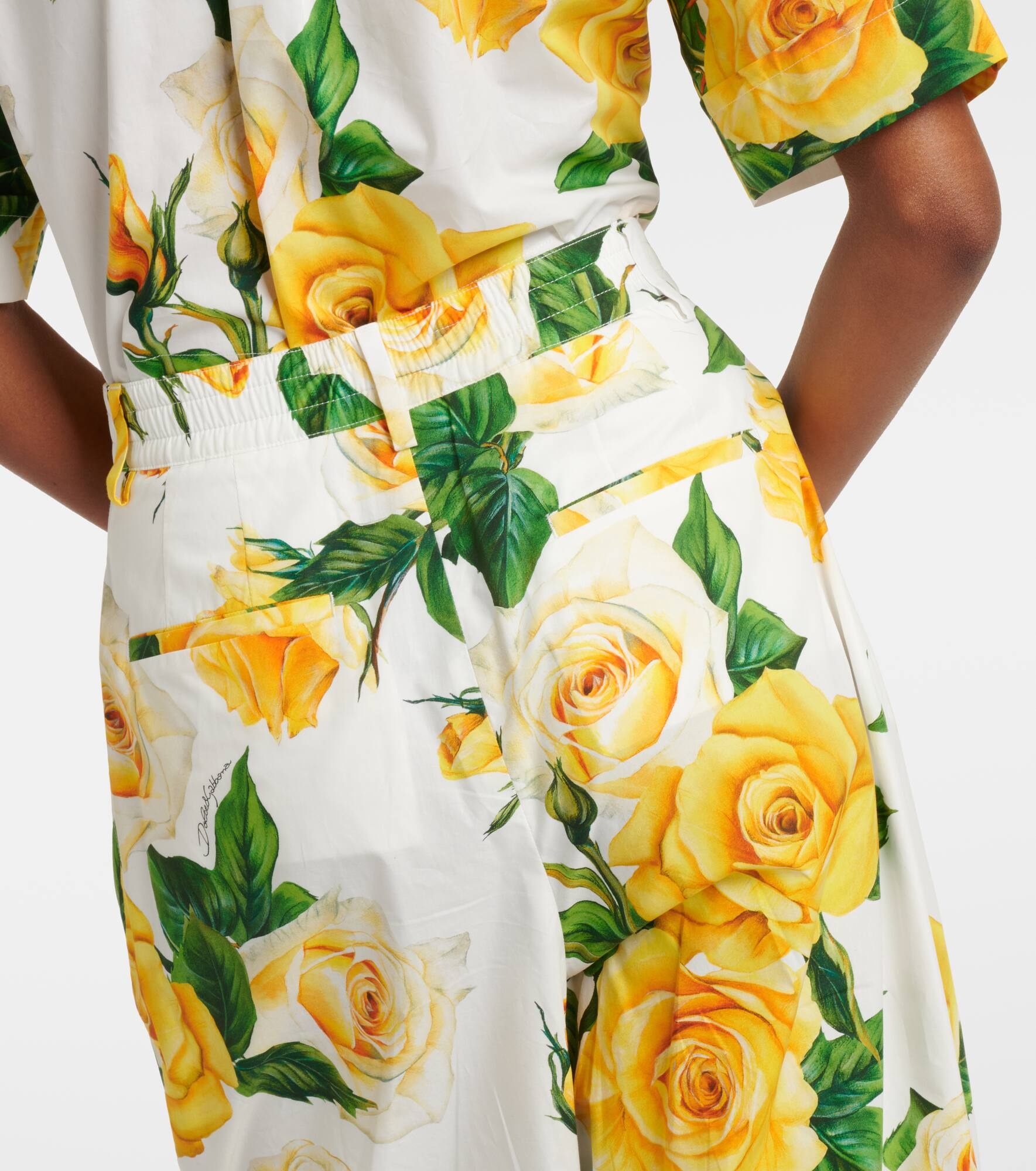 Floral high-rise cotton cropped pants - 6