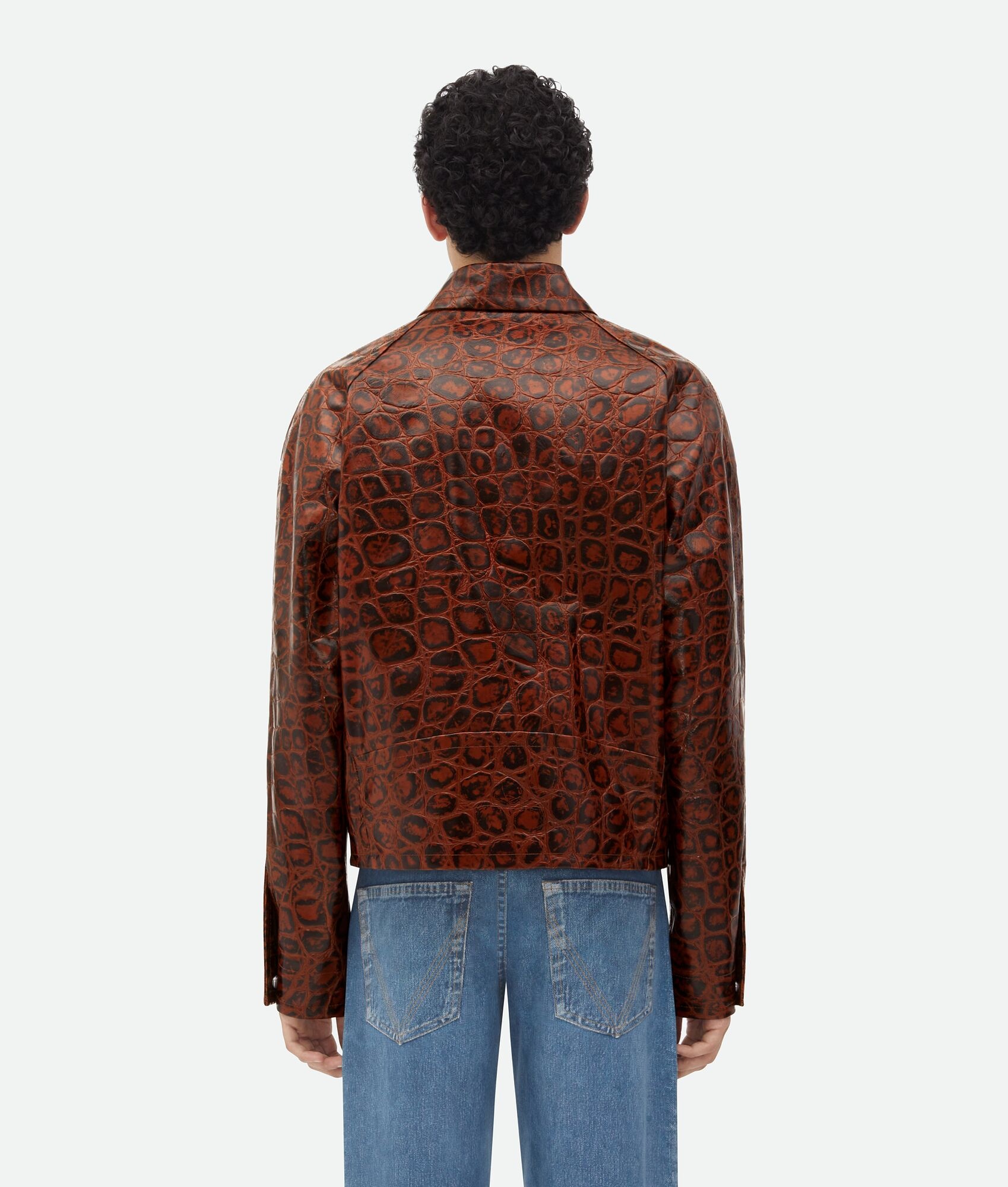 Crocodile-Effect Leather Jacket - 3