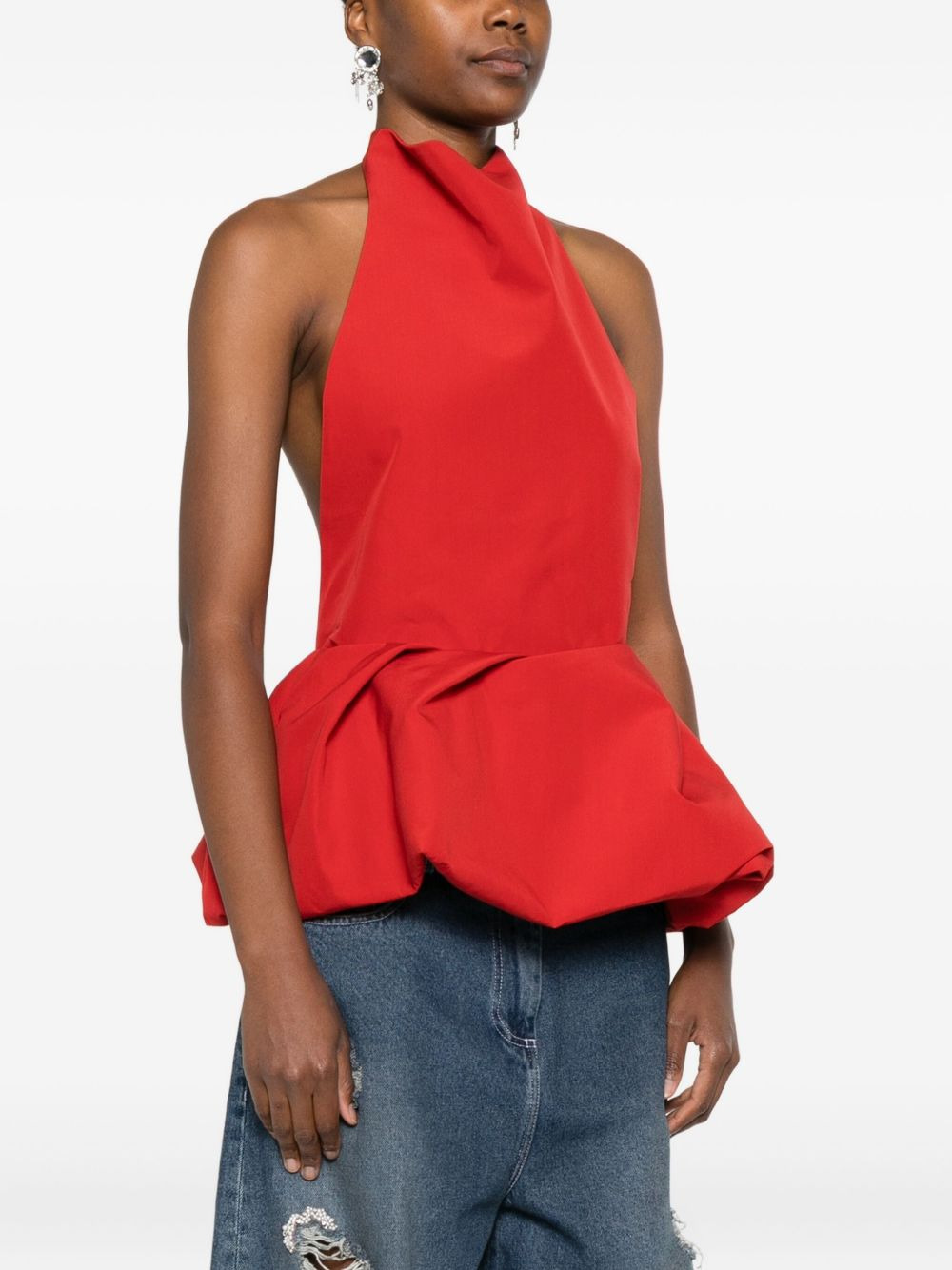 halterneck peplum top - 3