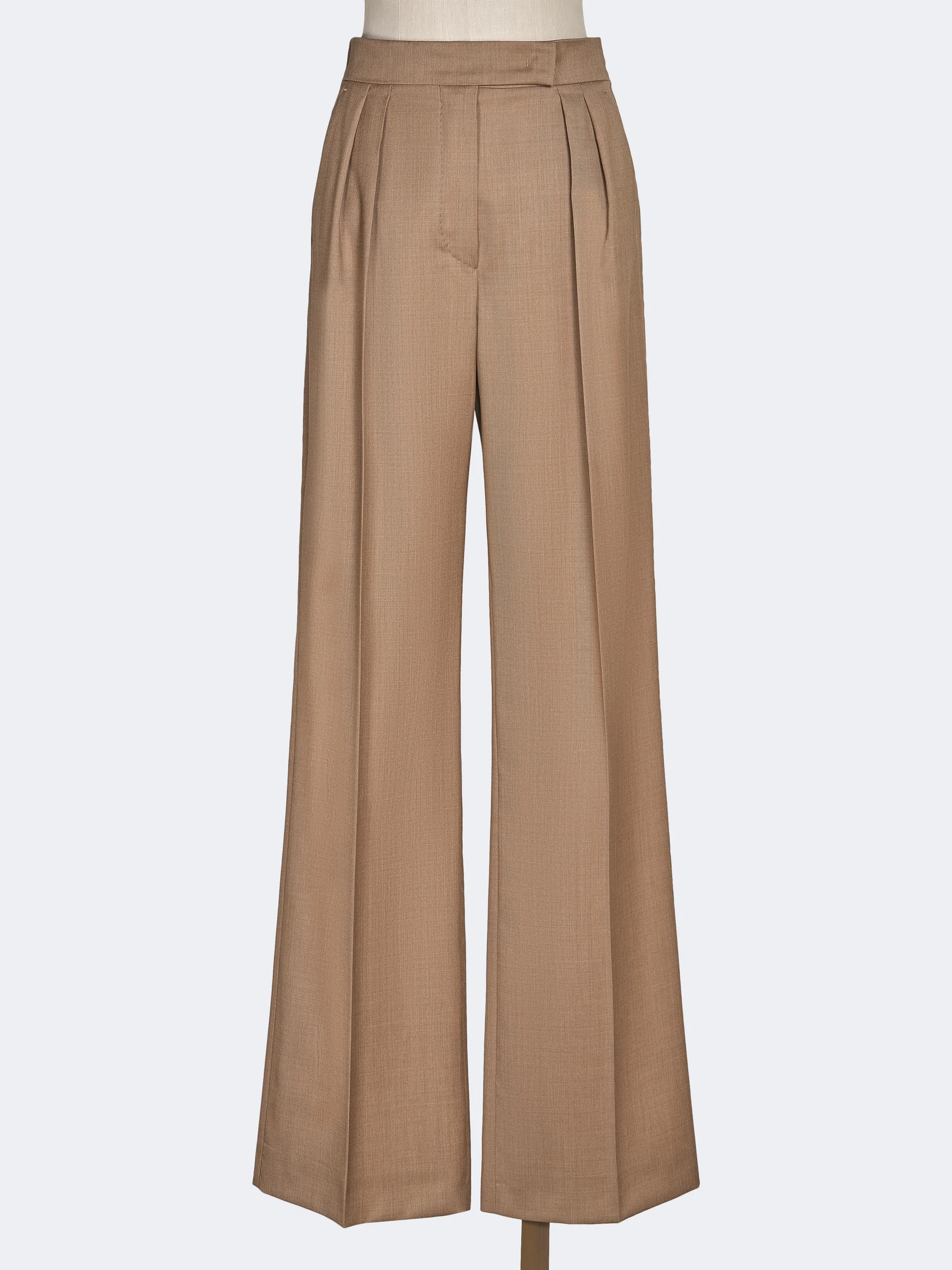 ZIMINO Wool twill trousers - HAZELNUT BROWN - 1