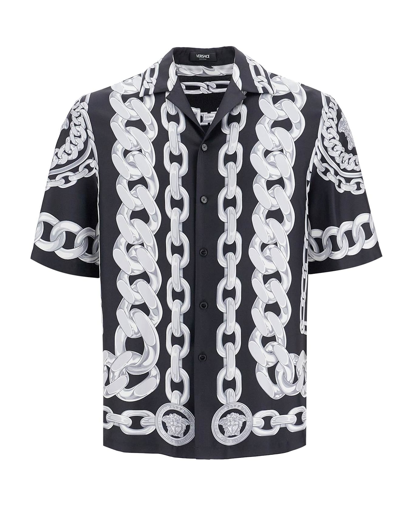 'printed Silk Medusa Chains Bowling Shirt - 1