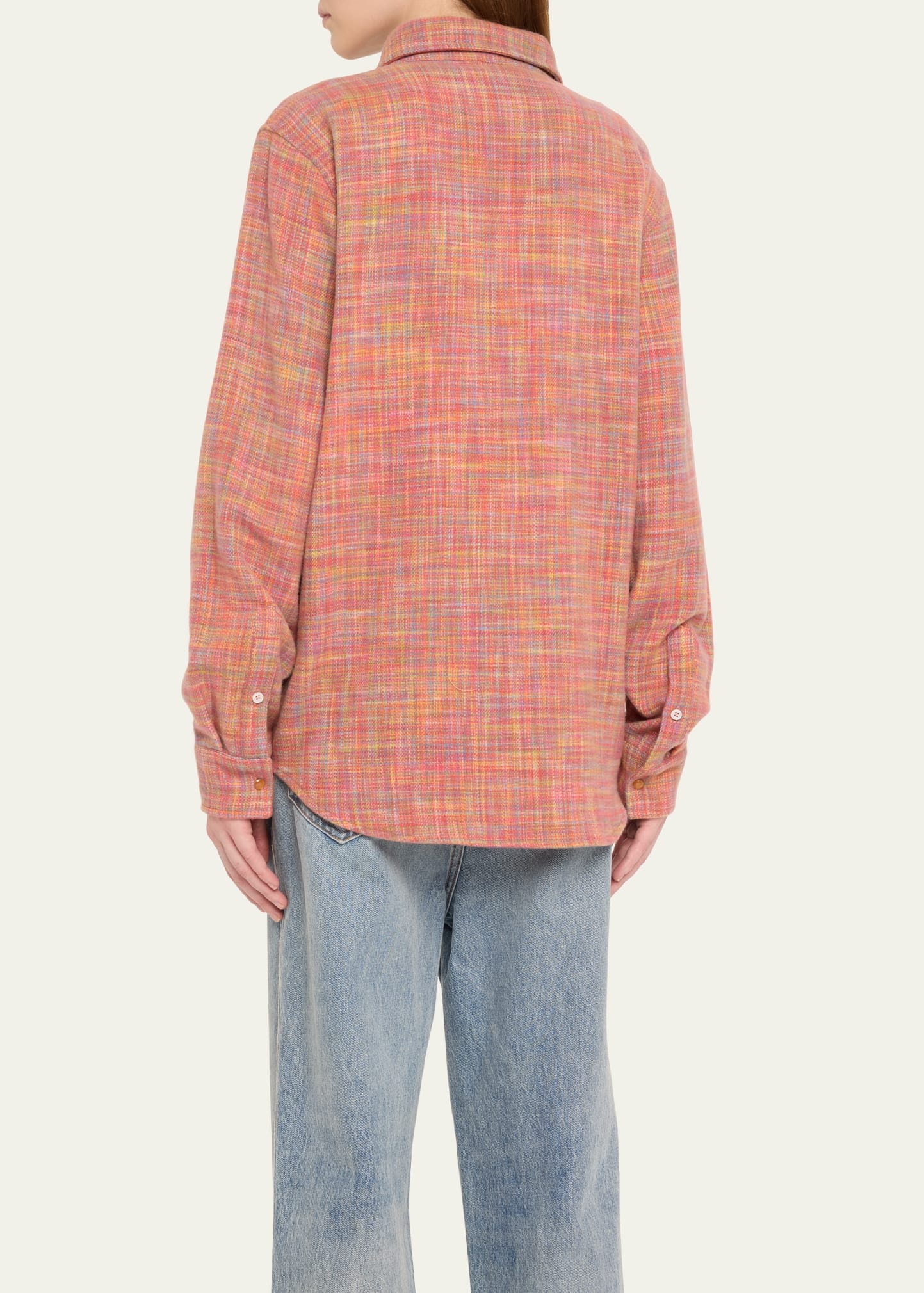 Flower Space Dye Tartan Cashmere Shirt Jacket - 3