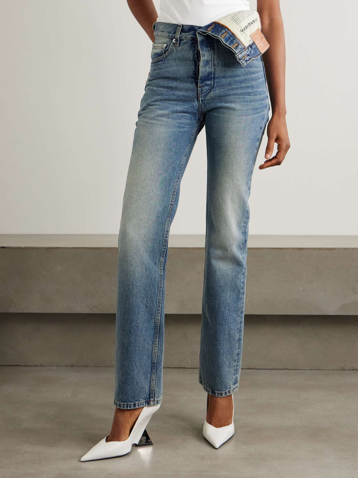 Evergreen asymmetric high-rise straight-leg jeans - 3