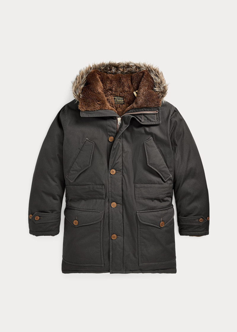 Faux-Fur-Trim Oilcloth Parka 1