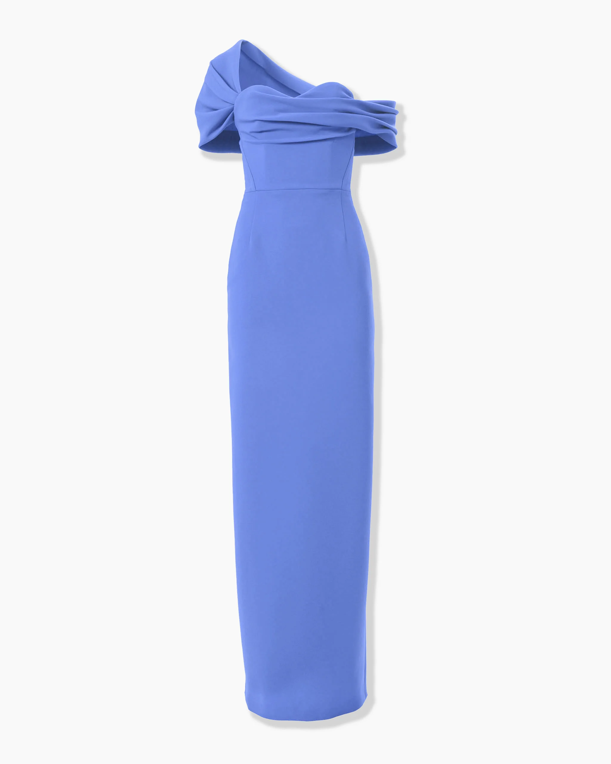 Draped Off-Shoulder Column Gown - 1