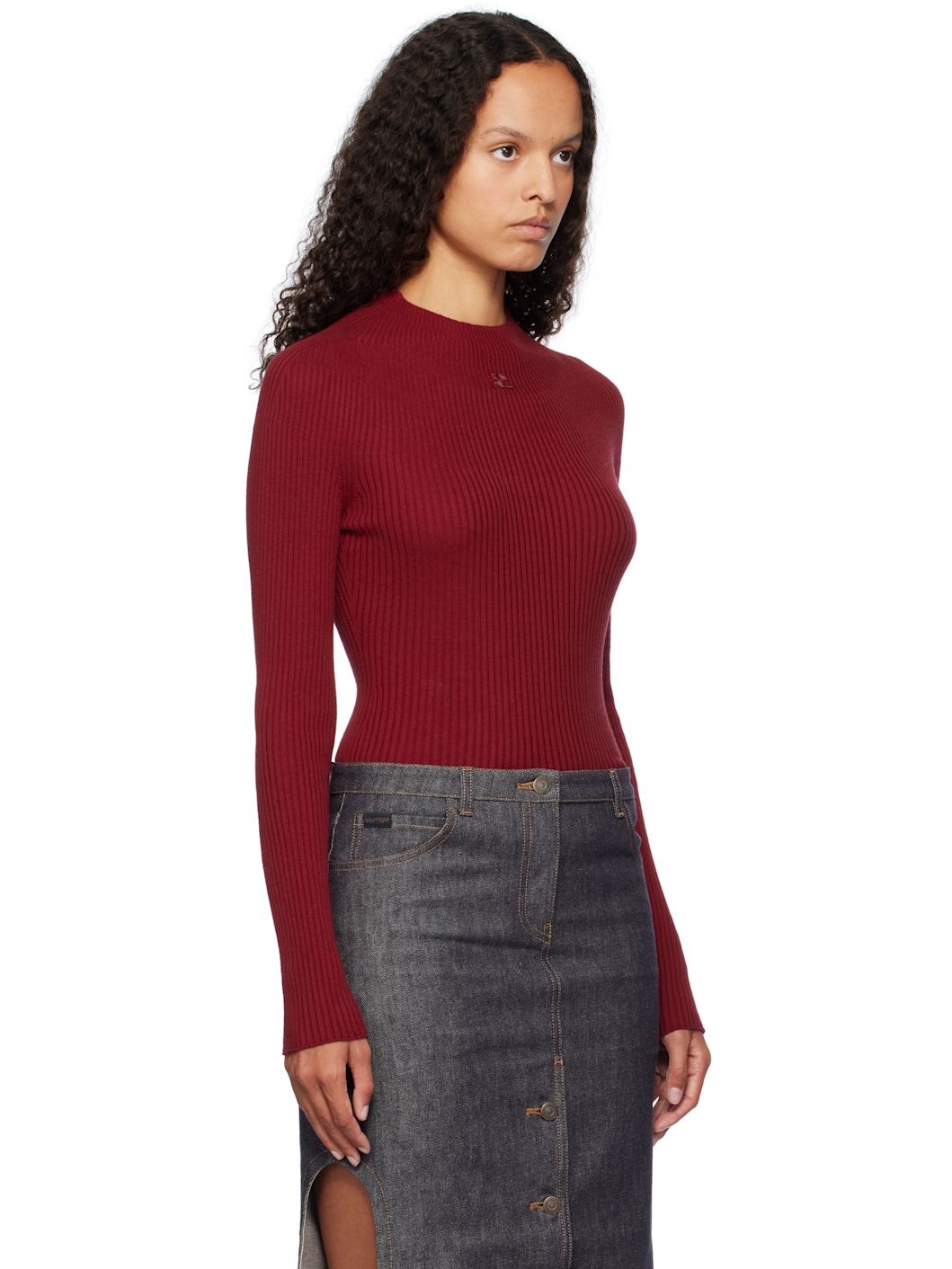 Red Long Sleeved Solar Sweater - 2