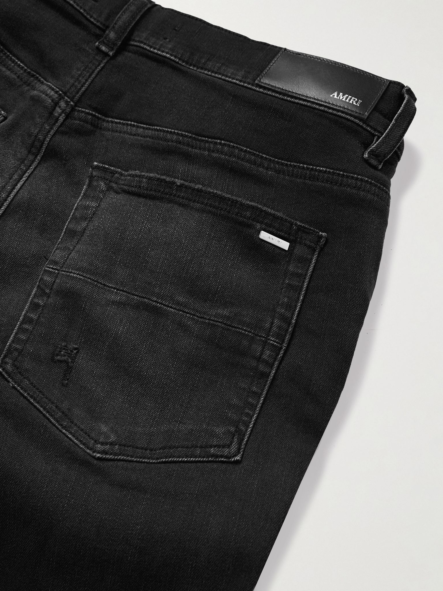 Bones Skinny-Fit Appliquéd Distressed Jeans Black - 5