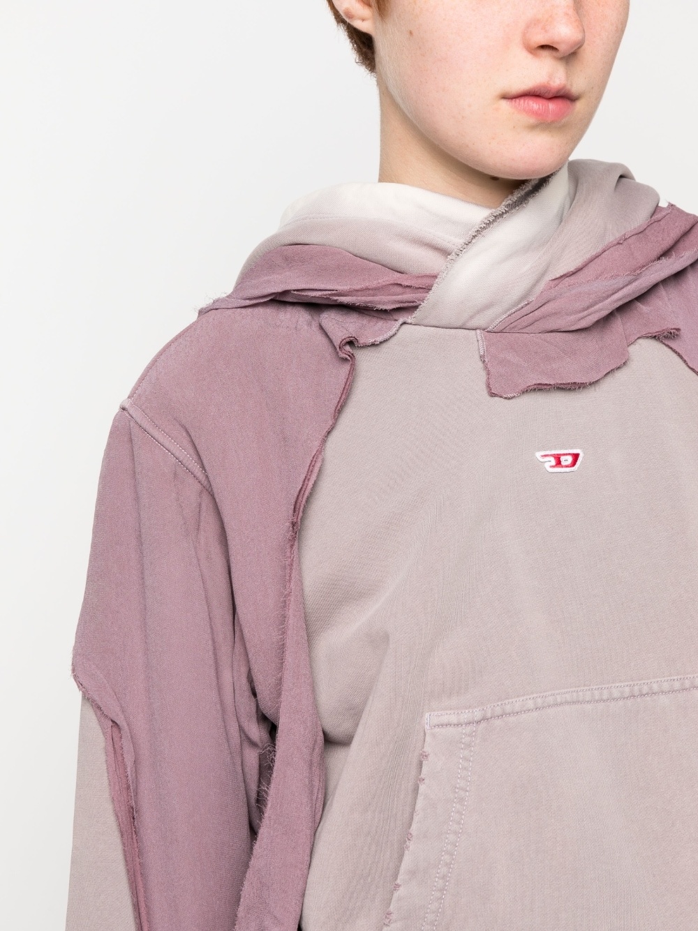 deconstructed-design cotton hoodie - 5