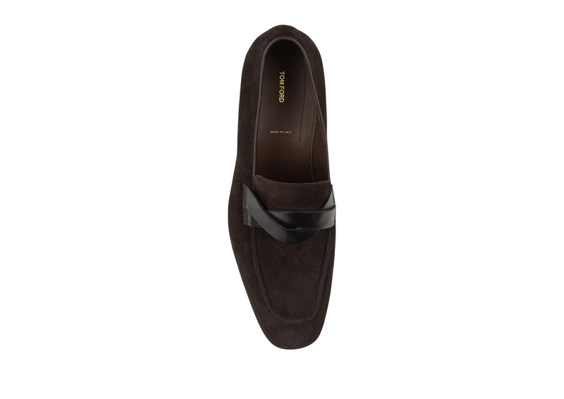 TOM FORD SUEDE ELKAN TWISTED BAND LOAFERS outlook