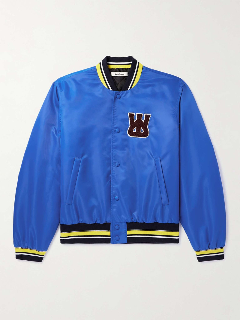 Logo-Appliquéd Shell Varsity Jacket - 1