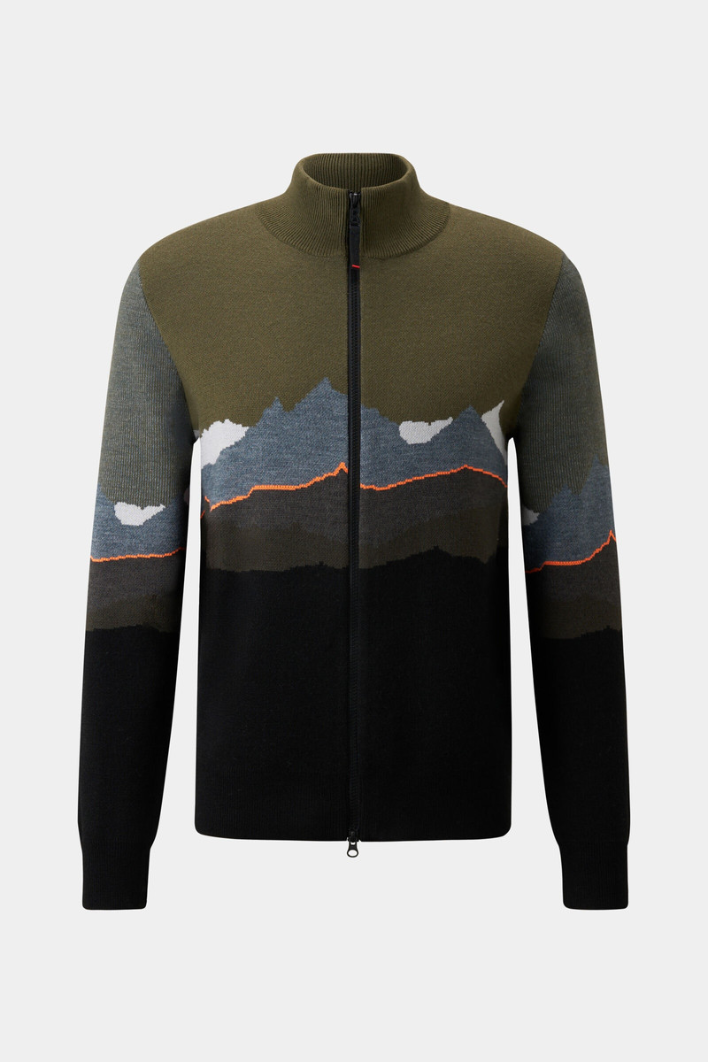 Helmut Knit jacket in Olive green/Black 1